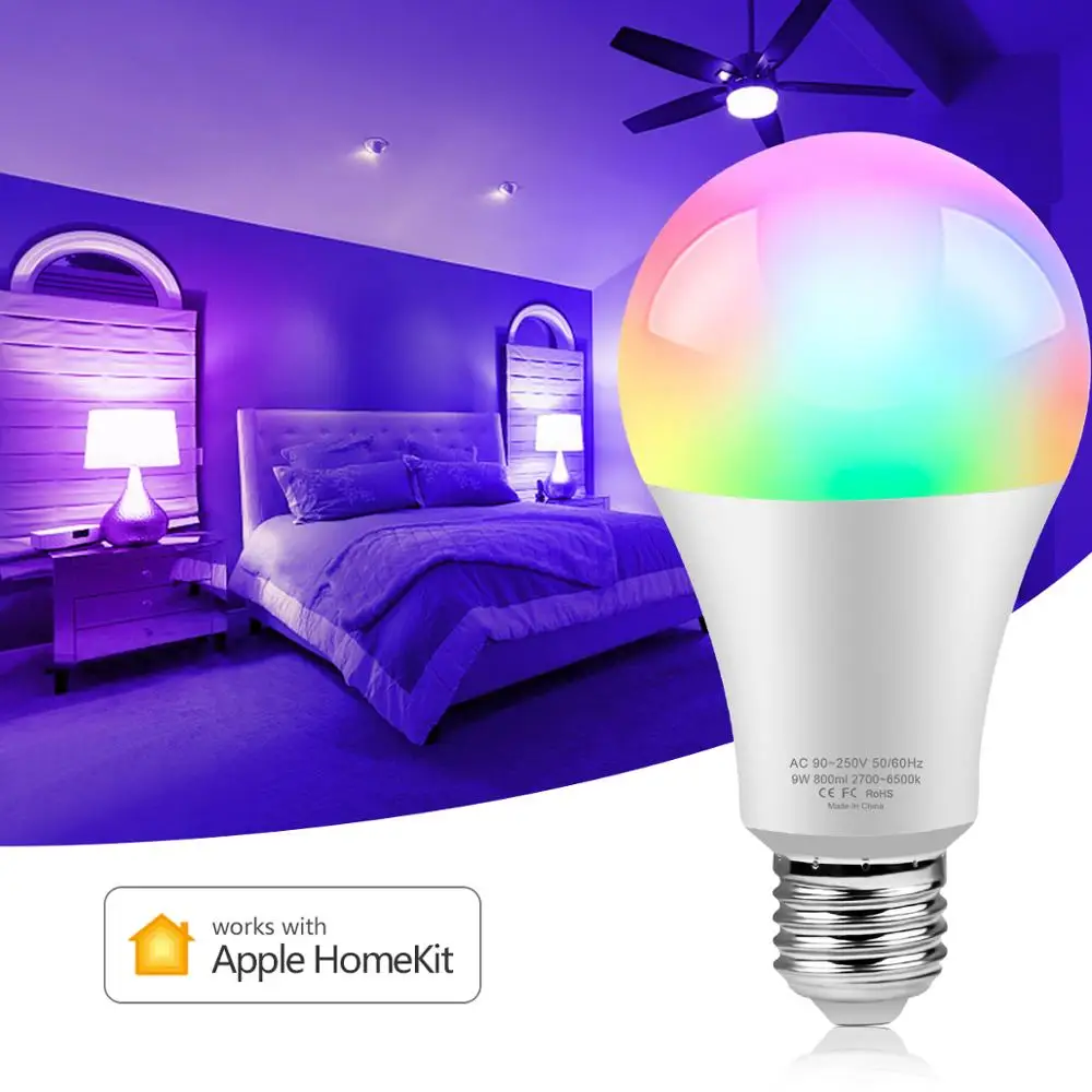 Homekit/ Bluetooth Smart LED Bulb E27 15W AC 85-265V Magic bulb  LED lamp Voice Control IOS system Home Lighting Dropship