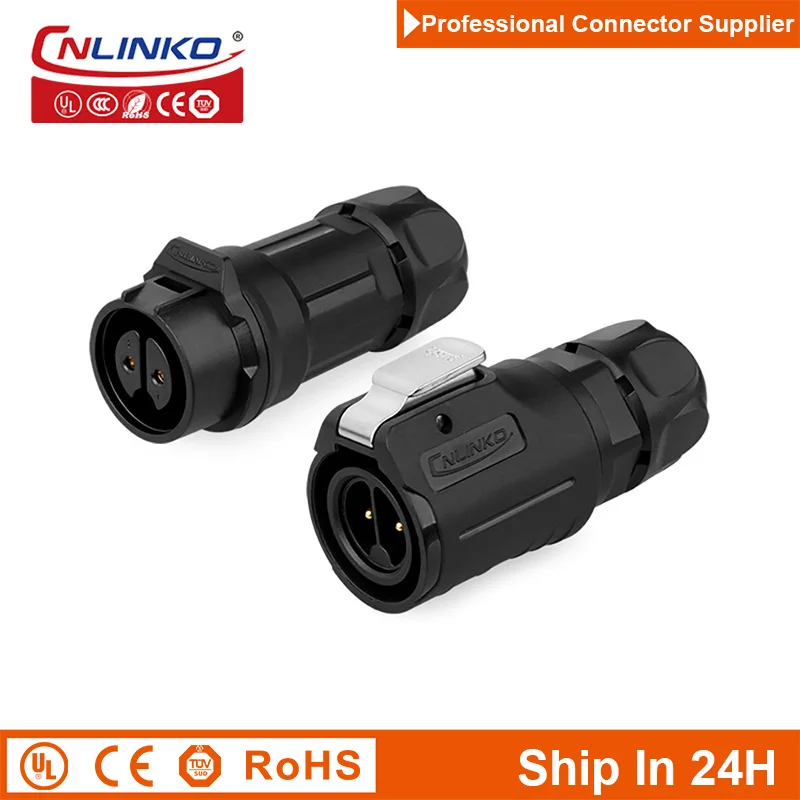 Cnlinko LP16 Plastic M16 2pin Waterproof Cable Connector Plug Socket Joint Wire Adapter for LED Display Screen Aviation Industry