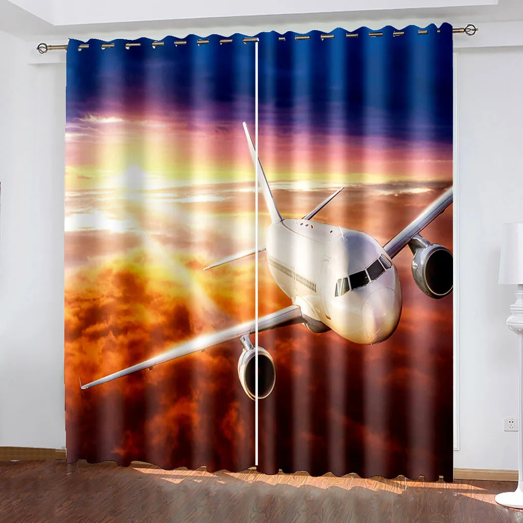 

Blackout Curtains for Bedroom Airplane Window Curtains Thermal Insulated Room Darkening Curtains 2 Panels for Living Room