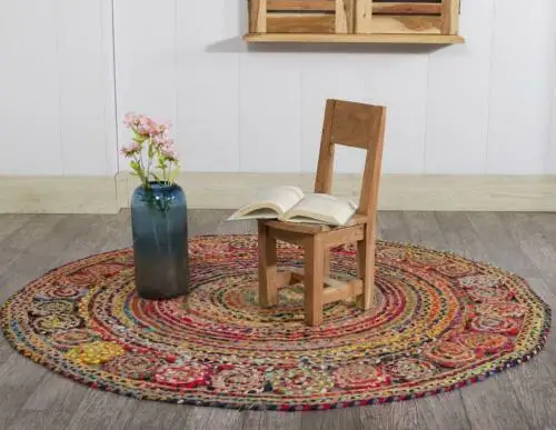 

Rug 100% Natural Jute Cotton Round Reversible Area Carpet Modern Home Decor Rugs Home Decoration