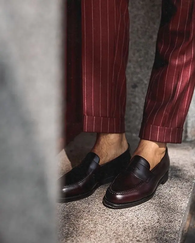 Costume à Double boutonnage pour homme, veste Blazer à revers de haute qualité, tenue de mariage à rayures fines, bordeaux