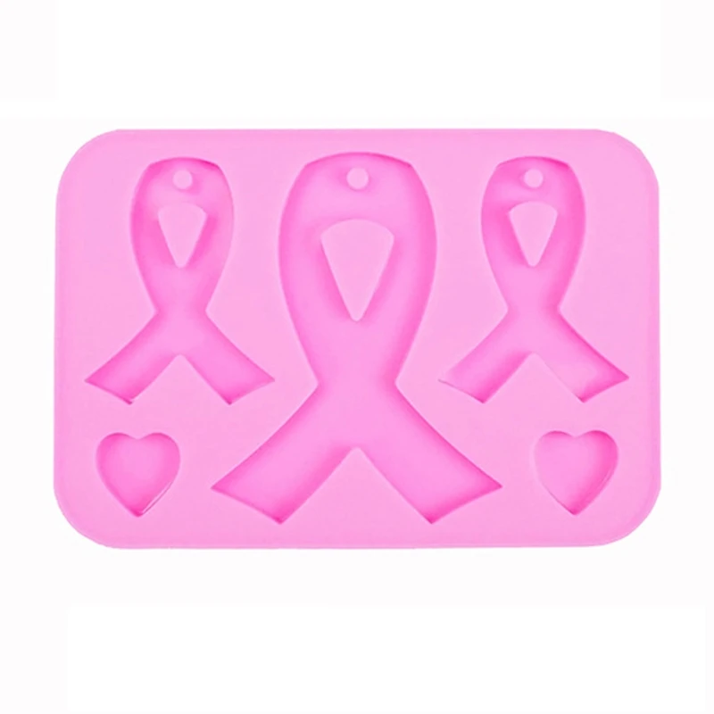 Handmade AIDS Cancer Awareness Bow Keychains Resin Mold Silicone Red Ribbon Bow Epoxy Resin Mold Jewelry Making Tools