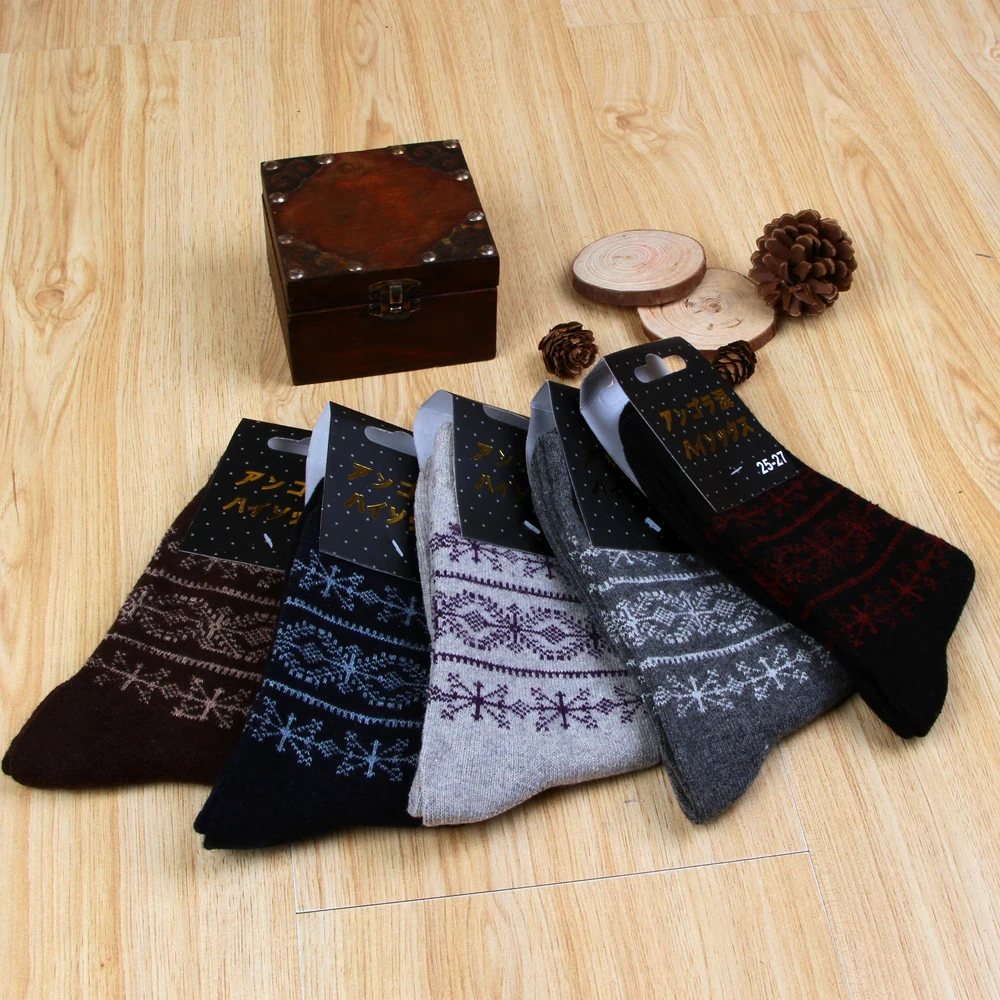 Chaussettes En Laine De haute Qualité Hommes Chaussette Cadeau Printemps Automne Hiver Épaissir Chaud Harajuku Rétro Neige Décontracté Affaires Mâle Chaussettes 1 Paire