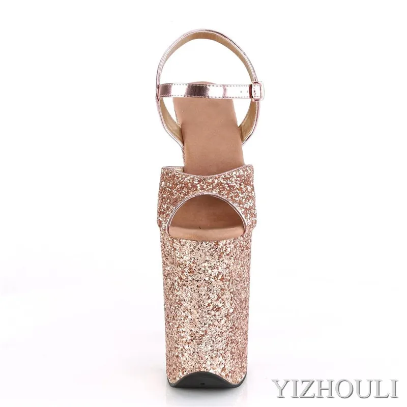 9 inch super high heels, sequined upper, 23 cm high heels for summer women, pole dancing sandals for sexy models