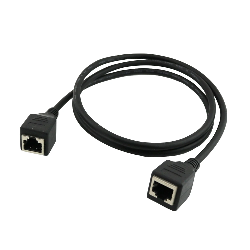 كابل محول إيثرنت RJ45 LAN 1m/3ft ، أنثى إلى RJ45 ، كابل تمديد أسود