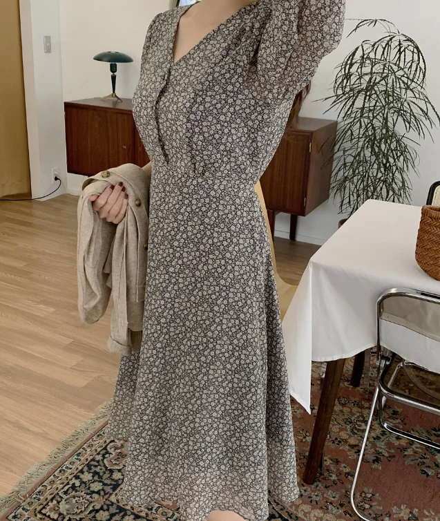 S-XL Nieuwe Nieuwe Lente Jurk Meisjes Boho Chiffon Vrouwelijke Vintage Dress Party Oversize Lange Mouwen Vrouwen Jurken Robe Vestido