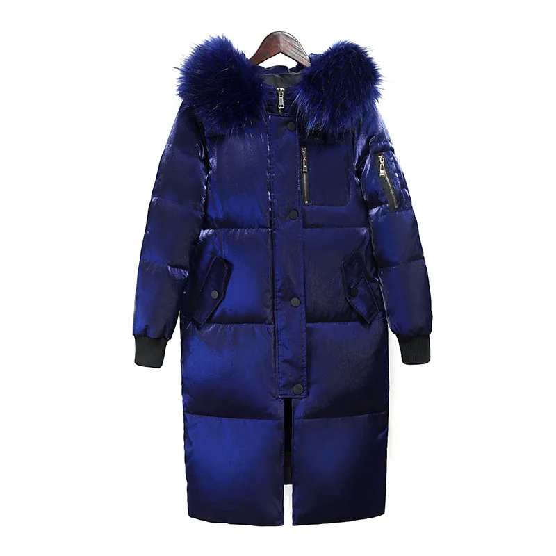 New Listing Winter Women Large Size Down Jacket Female Long Hooded Big Fur Collar Down Jacket Coat Womens Thick Warm Outerwear