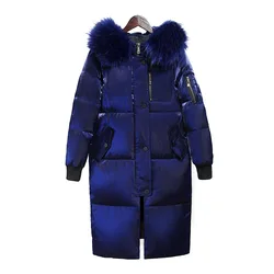 New Listing Winter Women Large Size Down Jacket Female Long Hooded Big Fur Collar Down Jacket Coat Womens Thick Warm Outerwear