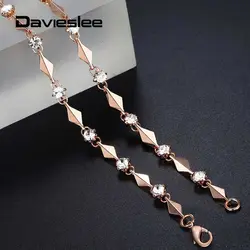 585 Rose Gold Color Necklace for Women Rhinestones Link Womens Chain Necklace Jewelry Gift for Women 4mm 45cm GN238