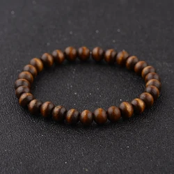 8mm New Natural Wood Beads Bracelets Men Ethinc Yoga Elasticity Bracelet Women Prayer Jewelry Meditation Bracelet Homme