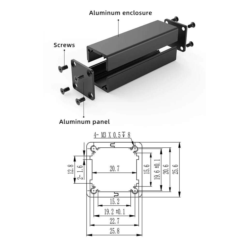 Aluminum PCB Instrument Enclosure Junction Box for Electronic Products H01 25*25mm