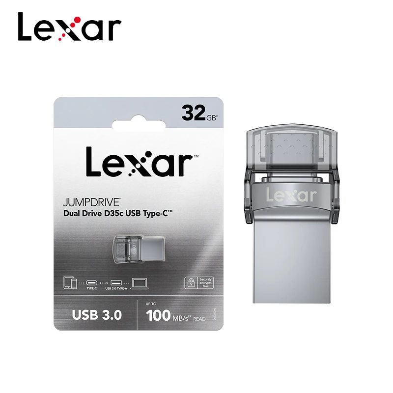 USB-флеш-накопитель Lexar D35c, USB 3,0, 32-64 Гб, два порта