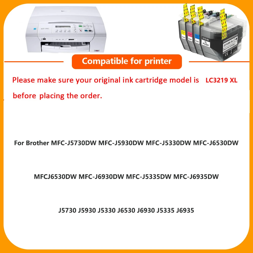 Compatible For Brother LC3219XLBK LC3219XLC LC3219XLM LC3219XLY MFCJ5930DW,MFCJ6935DW,MFCJ5730DW,MFCJ5330DW,MFCJ6930DW,MFJ6530DW