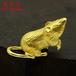 Copper Lucky Rat Miniature Figurines Ornaments Desktop Decoration Accessories 2020 New Year Brass Zodiac Mouse Keychain Pendants