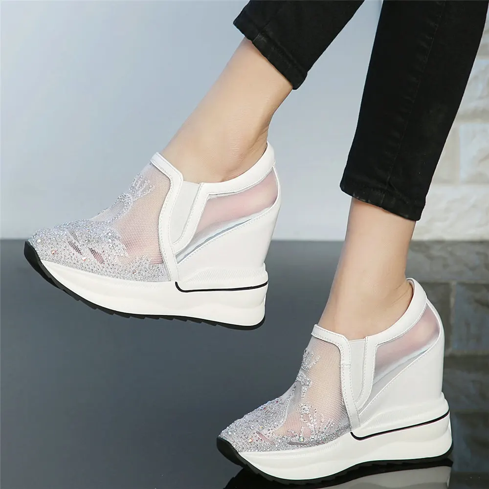 

Platform Pumps Shoes Women Cow Leather Wedges High Heel Gladiator Sandals Female Breathable Mesh Fashion Sneakers Casual Shoes