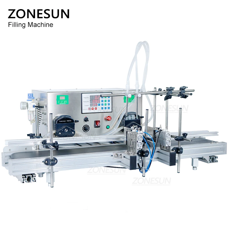 ZONESUN – Machine de remplissage automatique de liquide, 2 têtes, pompe péristaltique, remplisseuse de bouteilles, parfum, huile essentielle, lait, emballage de boissons