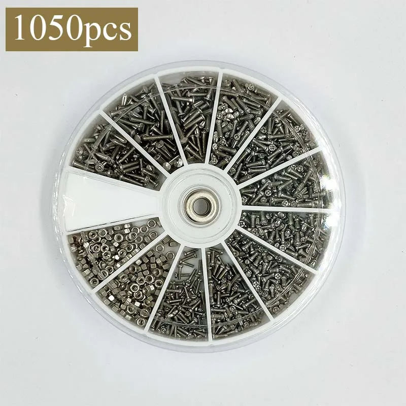 

1050pcs Screws Suit Eyeglass Sun glass Spectacles Watch Screws Mini Screws Nail Nut Assortment Kit Repair screws