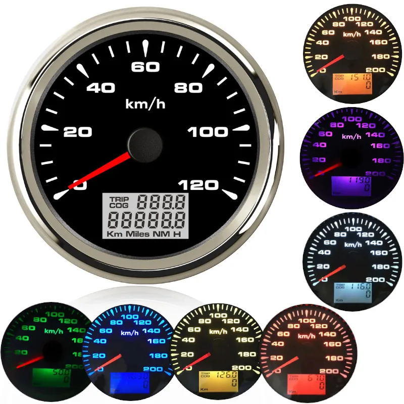 85mm boat car gps speedometer Car Marine Boat GPS Speed Odometers LCD Display Gauge 9~32V with 7colors Backlight for BMW e60 e46