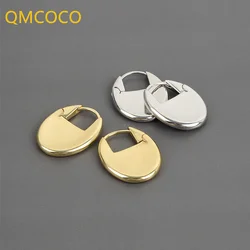 QMCOCO  Silver Color Earrings Charm Women Trendy Simple Jewelry Oval Shape Retro Party Accessories Gifts Round  Earring