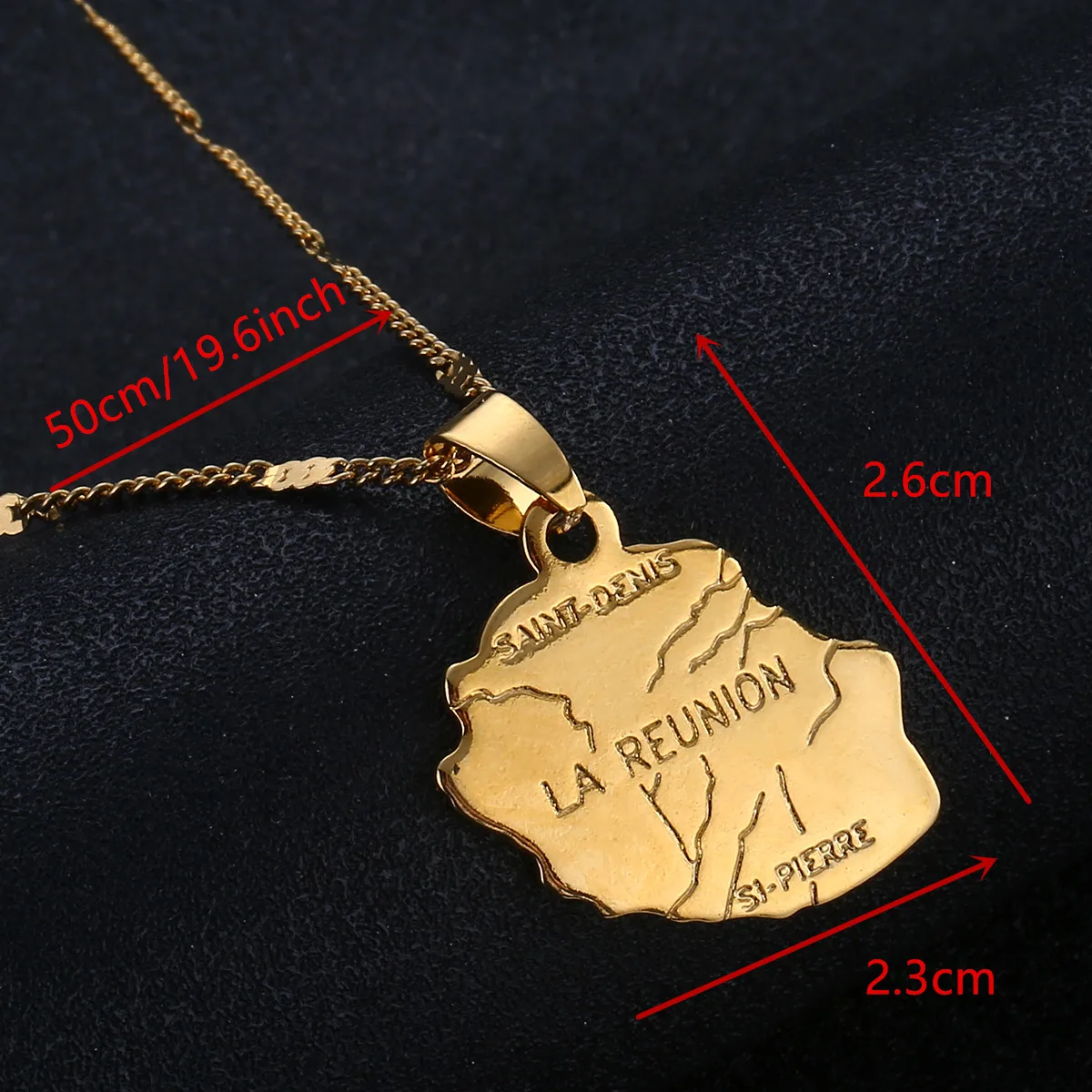 Gold Color La Reunion Map Pendant Necklace Country Map France Reunion Island Trendy Maps Jewelry