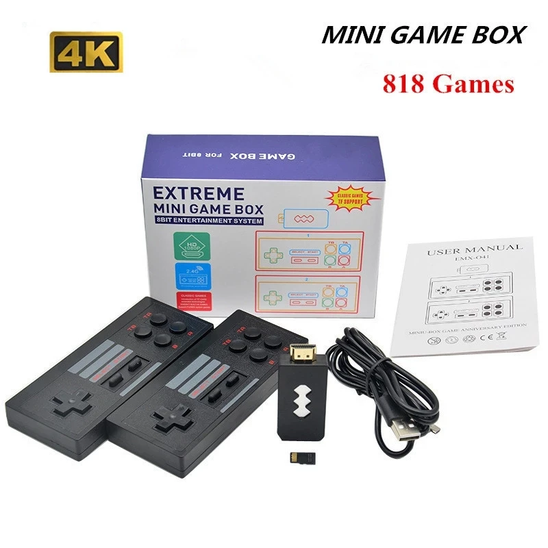 

HD-compatible Video Game Console Built in 620/818 Classic Games Retro Console Wireless Controller AV/HD Output Mini game box