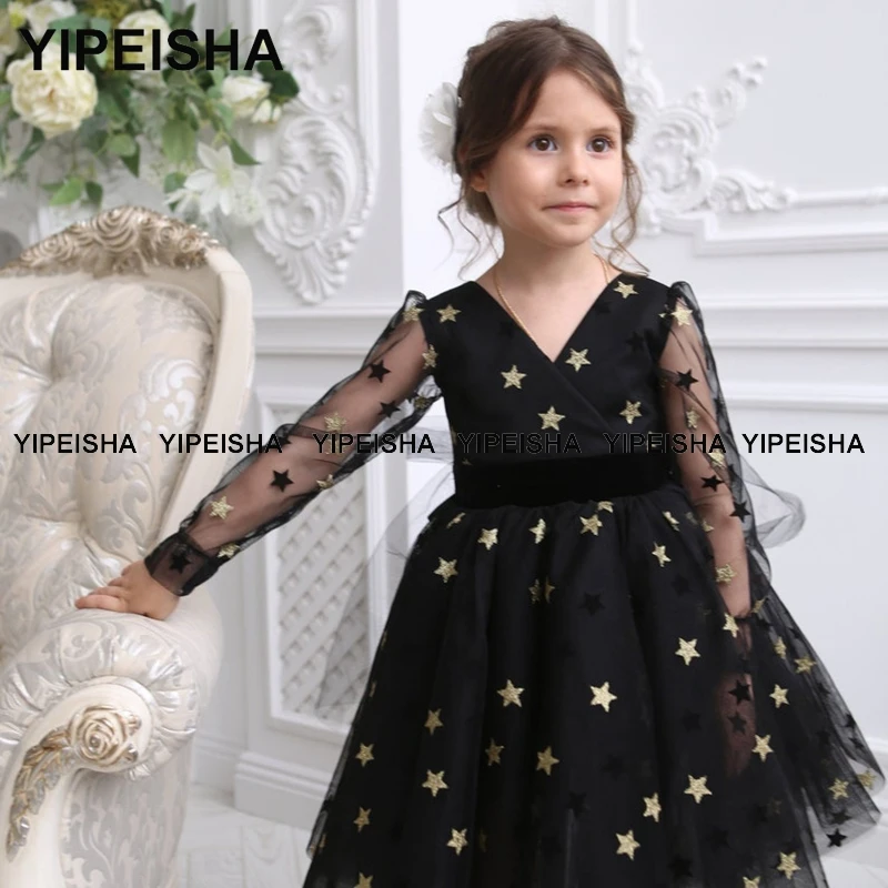 Yipeisha Infant Dress Baby Black Party Princess Dresses Christmas Newborn Prom Gown For Baby Girl 1-14 anni regalo di compleanno