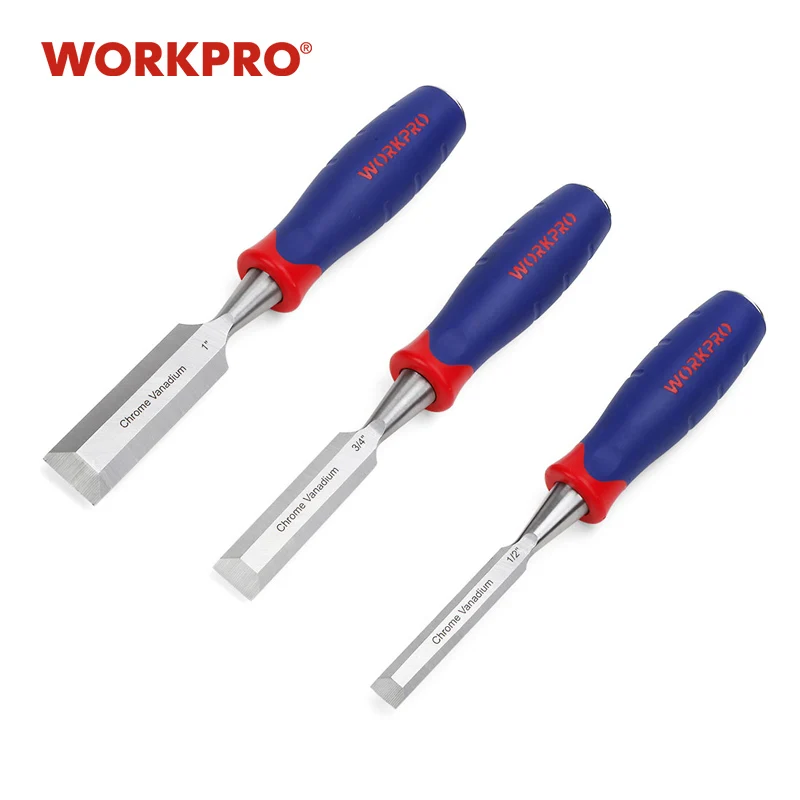 WORKPRO 3-Piece Wood Chisel Set for Woodworking, Hand Wood Carving Tools Chip Detail Chisel Set Knives Tool