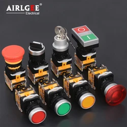 LA38-22mm button switch self-reset self-locking emergency stop rotary jog switch start control switch mushroom waterproof button