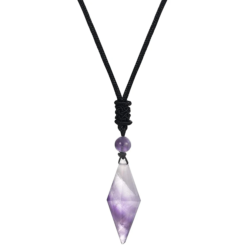 Crystal Tears 12 Facted Natural  Reiki Healing Crystal Point Stone Pendant Necklace Adjustable for Women Men Fashion Jewelry