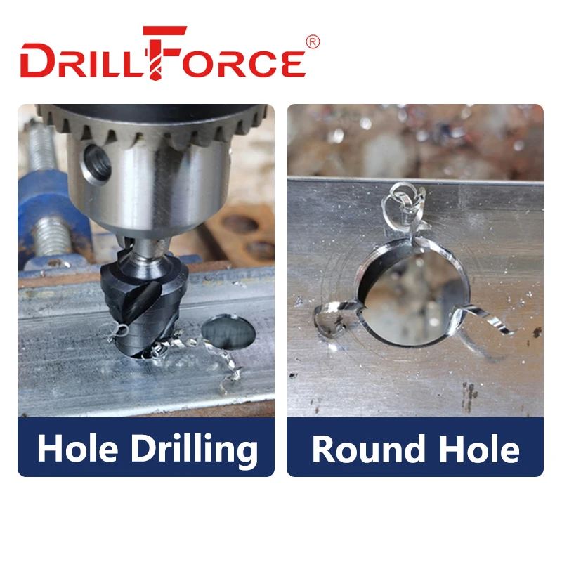 Drillforce M35 Cobalt TiALN Step Drill Bit Spiral Groove 3 Flutes Quick Change Shank Industrial Quality For Stainless Steel