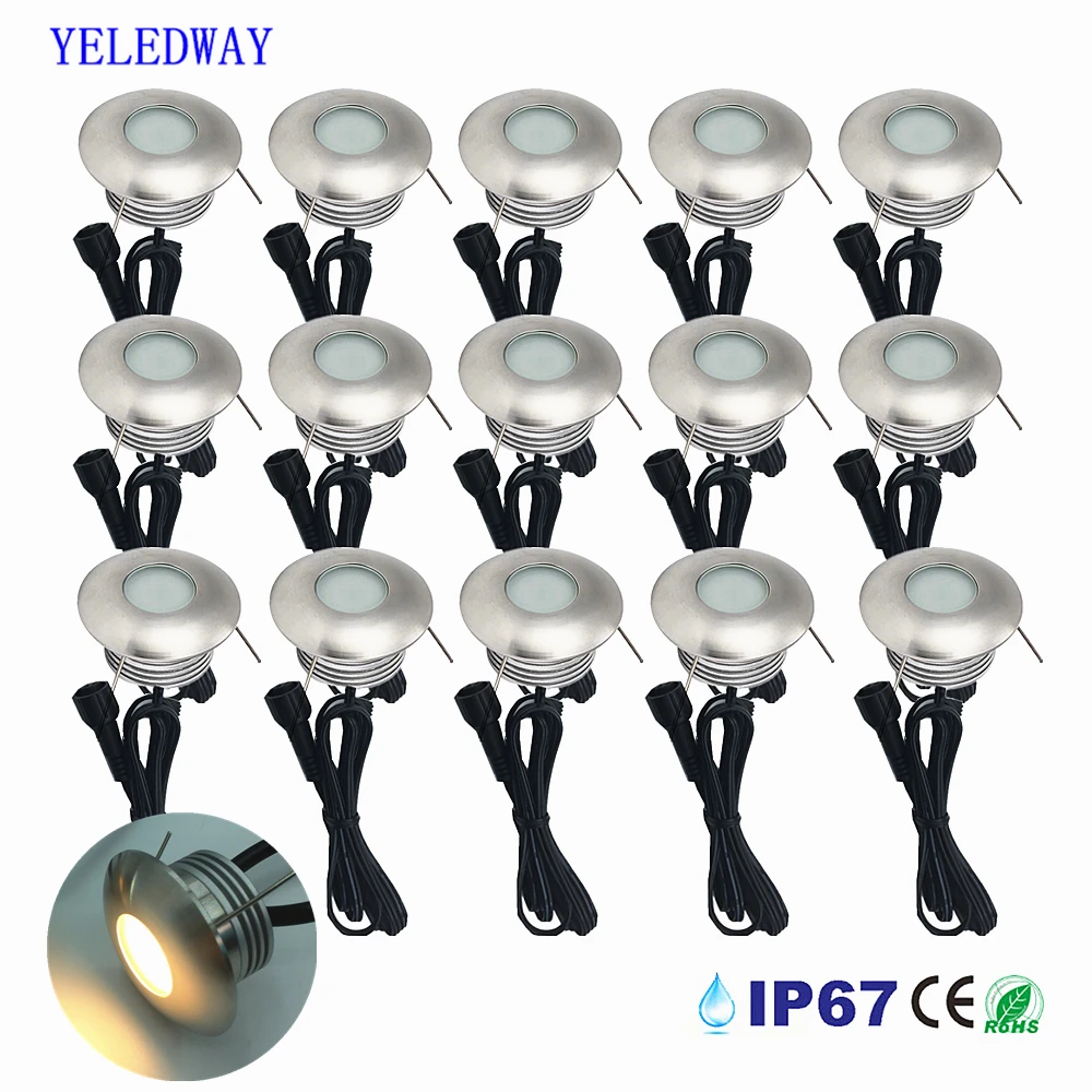 DC12V LED na taras światła 1W IP67 wodoodporne wpuszczone podziemne lampy ogrodowa podwórze schody Patio ścieżka krajobraz Spotlight