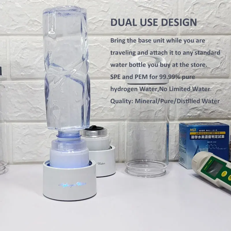 Bluevida Glass hydrogen water bottle and Large battery 3000mAh  SPE&PEM high concentration Glass hydrogen water generator