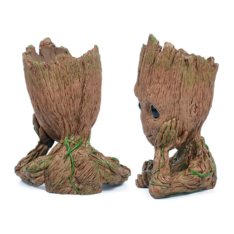 Cute Cartoon Tree Aquarium Stone Decoration Hero Figure Groot Flower Pot Aquarium Garden Home Decor Fish Tank Stone Cave Shelter