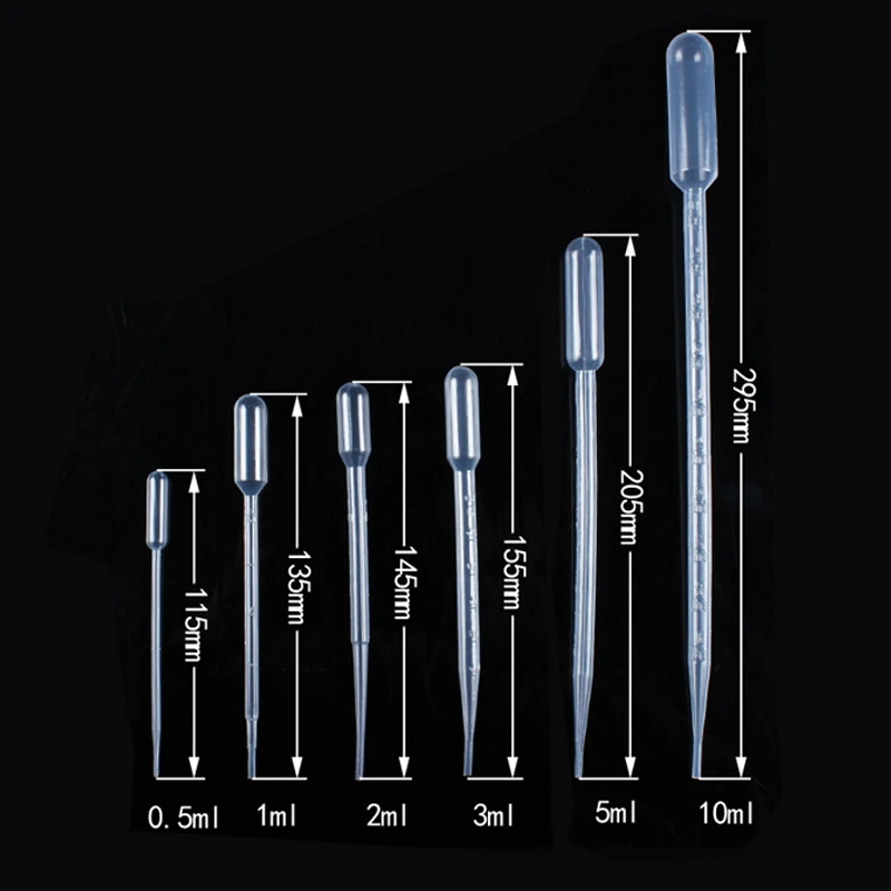 Pipent en Plastique Transparente Graduée Compte-Gouttes, Équipement de Laboratoire pour Poulet, Microscale, 1ml, 2ml, 3ml, 5ml, 10ml