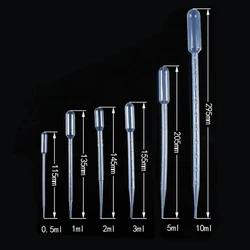 Pipetas descartáveis plásticas da microescala, conta-gotas graduado transparente, equipamento de ferramentas do laboratório, 1ml, 2ml, 3ml, 5ml, 10ml