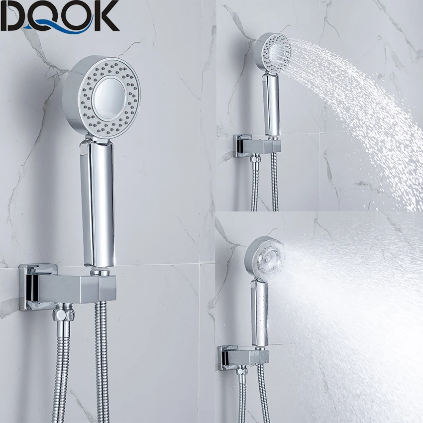 Shower Head Bathroom 3 Modes ABS round Chrome Water-Saving Nozzle G1/2 Bath Shower Adjustable Black Shower