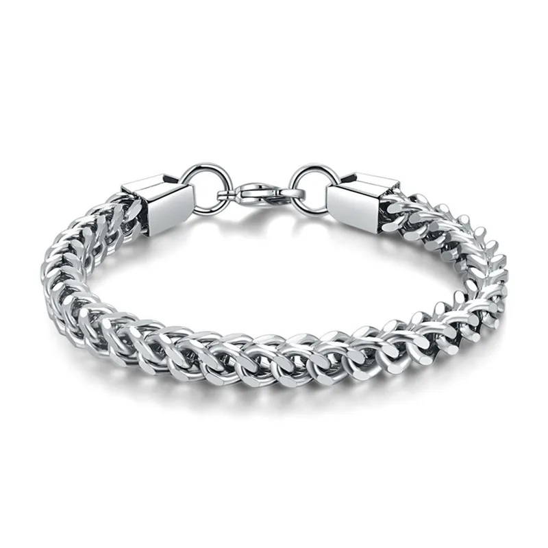 4/6MM Stainless Steel Chain Bracelet & Bangles Fashion Men\'s Titanium Steel Link Bracelet Hip Hop Rock Jewelry Length 20/22CM