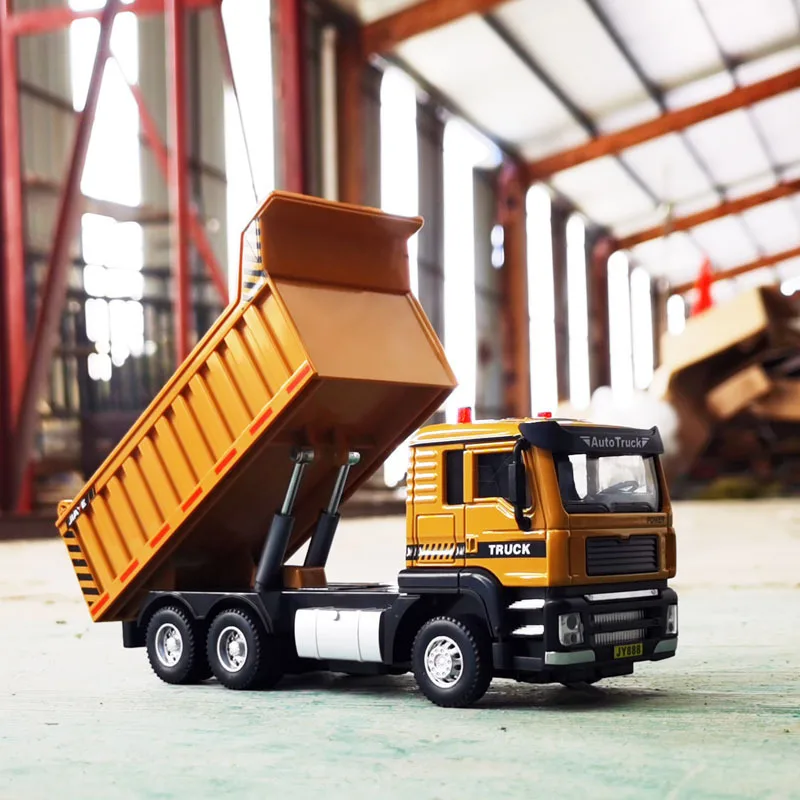 High simulation alloy pull back dump truck model,1:50 dump truck toy,simulated sound and light,free shipping