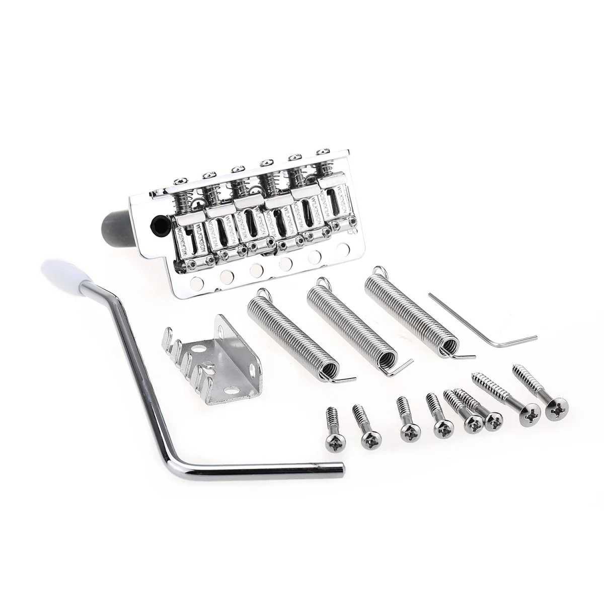 Wilkinson 54mm 6-Hole Vintage Steel Saddles with Full Steel Block Tremolo Bridge for USA Vintage Strat and Japan Strat, Chrome