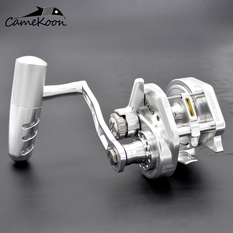 CAMEKOON Slow Jigging Reel 35KG Drag Power 6.3:1 High Speed Overhead Saltwater Coil 15 Ball Bearings Boat Trolling Fishing Wheel