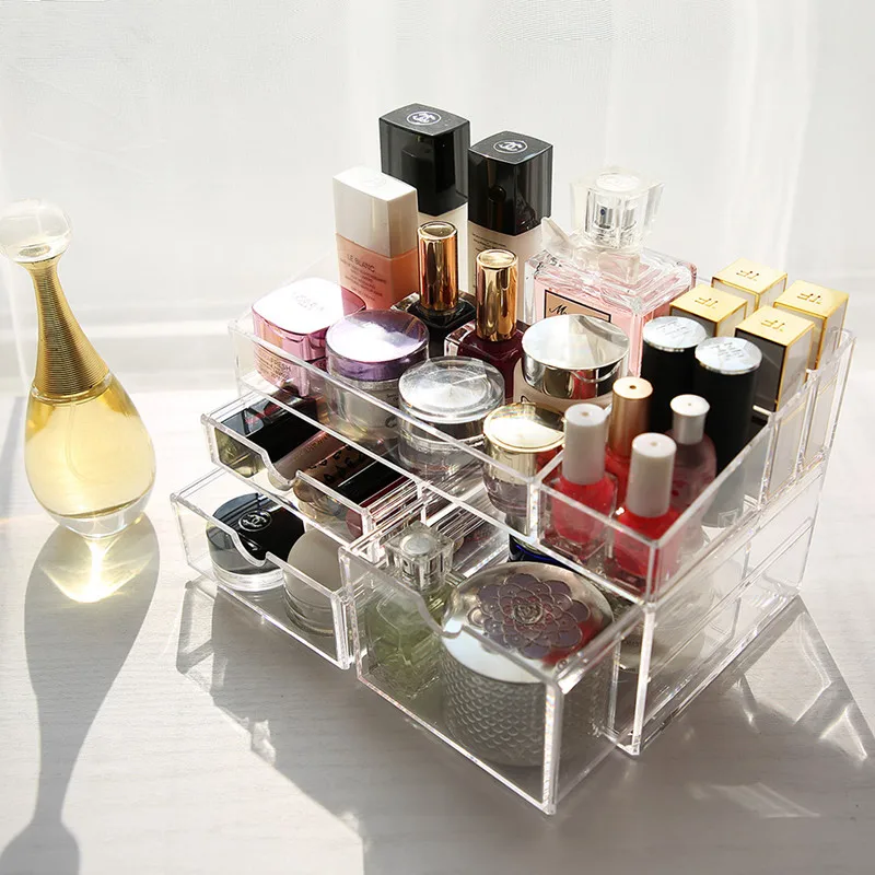 

Desktop Cosmetics Storage Box Clear Acrylic Lipstick Holder Dressing Table Makeup Organizer Bathroom Storage Drawer Container