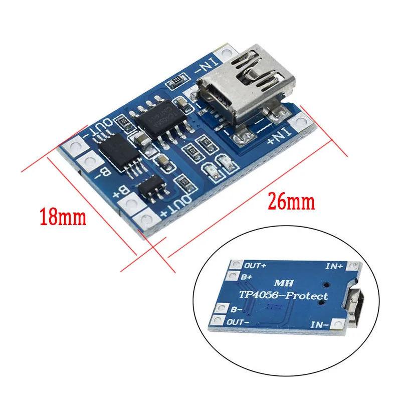 Placa de carga de batería de litio con módulo de protección para Arduino, electrónica inteligente, 5V, tipo c, Micro USB, 1A, 18650, Kit Diy