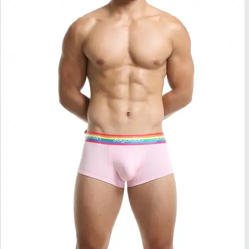 

Rainbow color men's underwear temptation four corner pants cotton comfortable breathable underpants