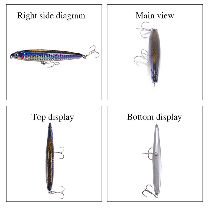 Topwater Pencil Fishing Lure 80/100mm 10/14/18/24g Floating Sinking Sea Bass Baits Artificial Hard Bait Pesca Fishing Tackle