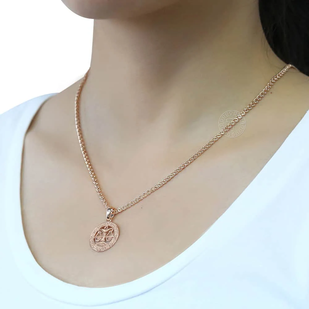 Libra Zodiac Sign Necklace For Women Men 585 Rose Gold Color Pendant Necklace Fashion Personal Birthday Gifts GP279