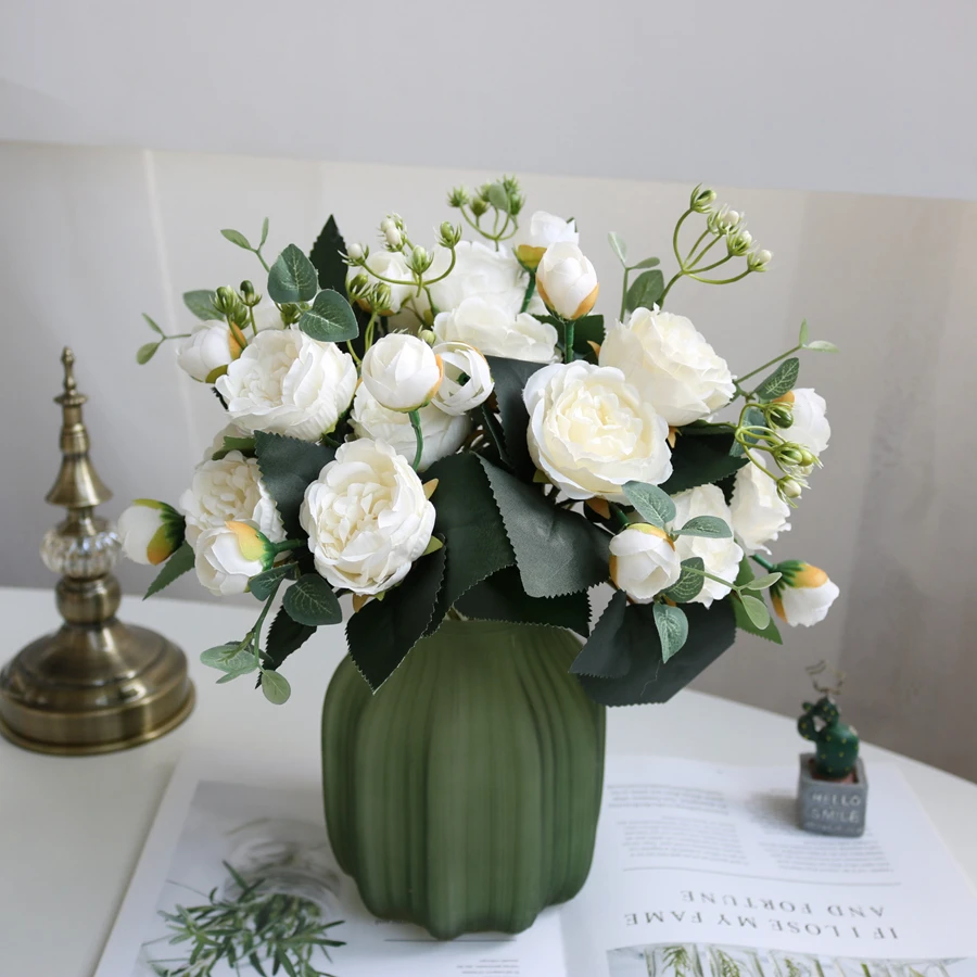 1 Stück Seidenrose Künstliche Blume Pfingstrose Outdoor UV-Schutz Hochzeit Brautstrauß Festival Dekoration Vase Wohnzimmer DIY Geschenk – Detail 6