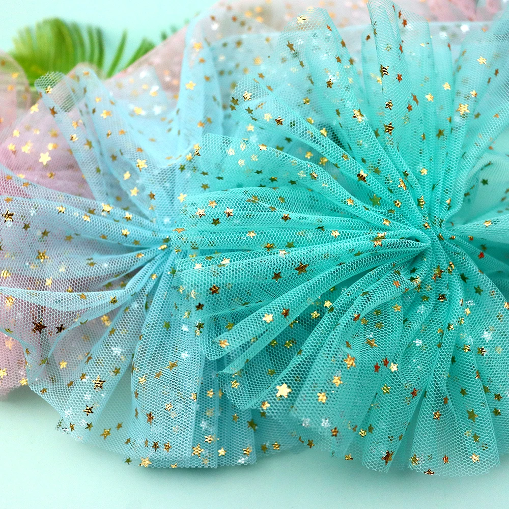 15cm 2 metry złota gwiazda tiul wstążka materiałowa 6 cali taśmy z siatki DIY Hairbow Tutu spódnica Pom sukienka przycięta koronka świąteczne