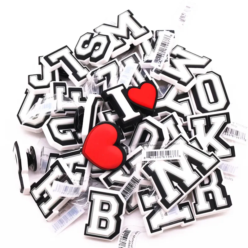 1pcs Original Alphabet PVC Shoe Charms Clog Decorations 26 Letters DIY Sandal Buckles Accessories Fit Bands Party X-mas Gifts