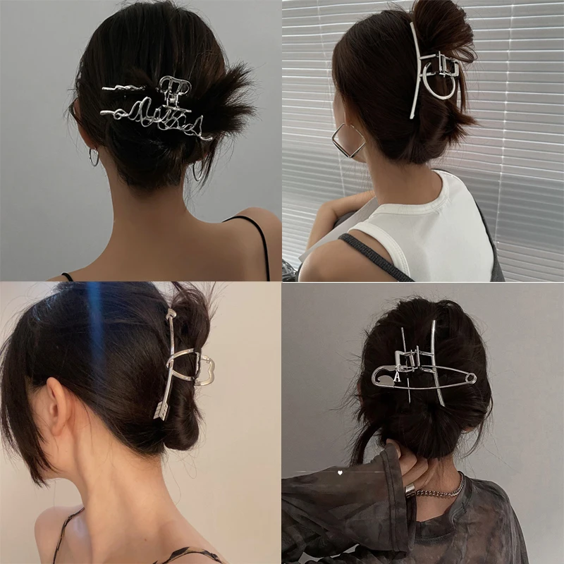 Ruoshui Frau Neuheit Unregelmäßigen Haarnadeln Punk Stil Metall Silber Haar Krallen Barrettes Frauen Haar Zubehör Haar Clips Hairgrip – Detail 4