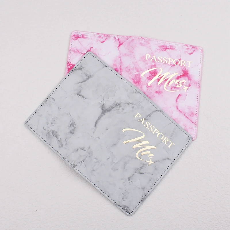 New Mr Mrs Lover Couple Passport Cover Marbling Women Men Travel Wedding Passport Cover Holder Travel Case CH42